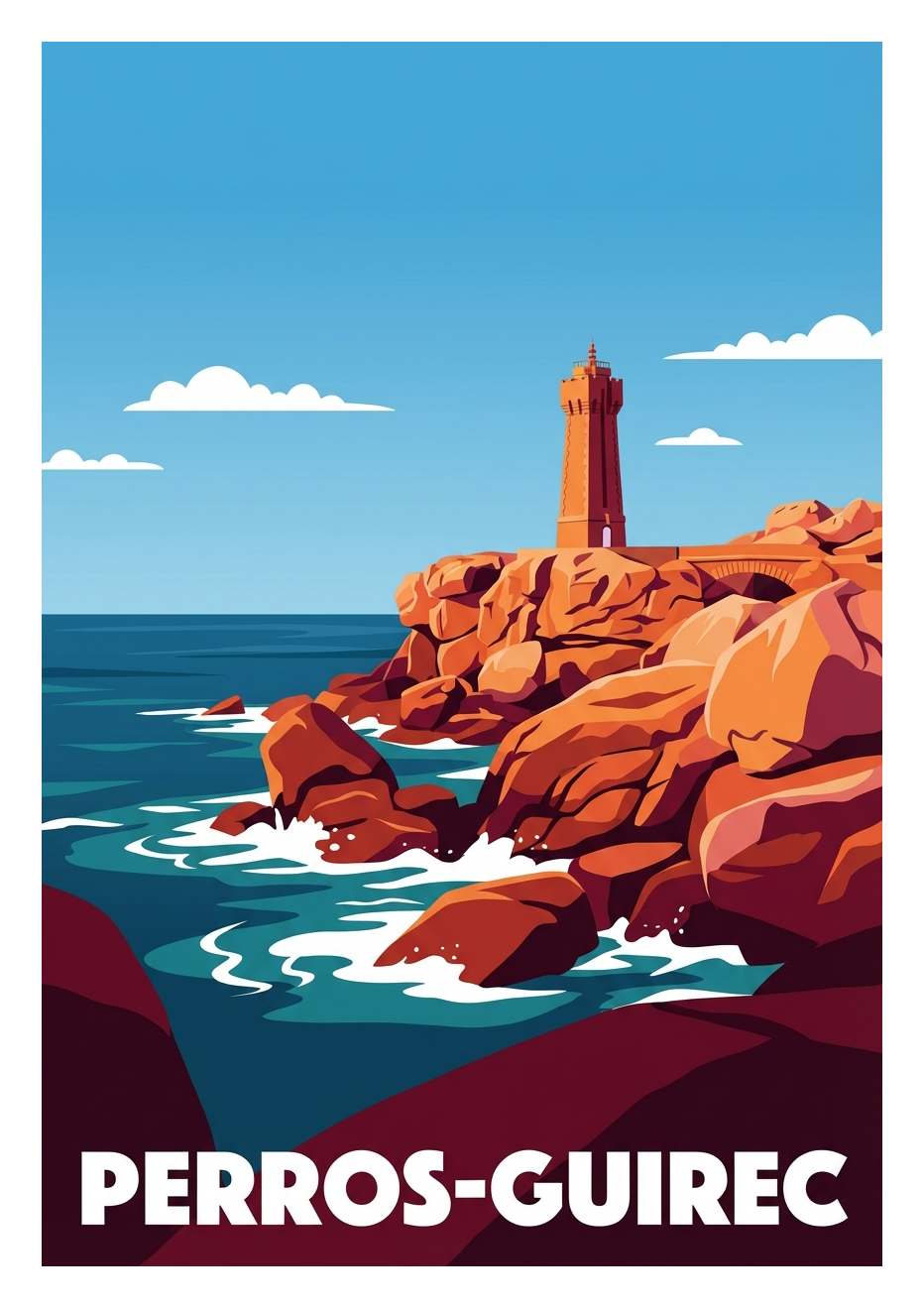 Poster souvenir de Perros-Guirec – image brute sans cadre
