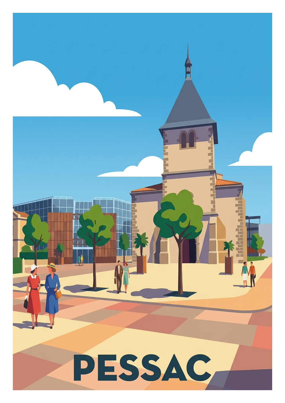 Poster souvenir de Pessac – image brute sans cadre