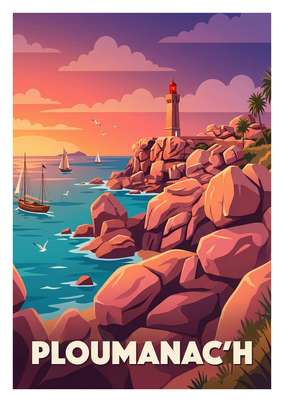 Poster souvenir de Ploumanac'h – image brute sans cadre