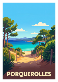 Poster souvenir de Porquerolles – image brute sans cadre
