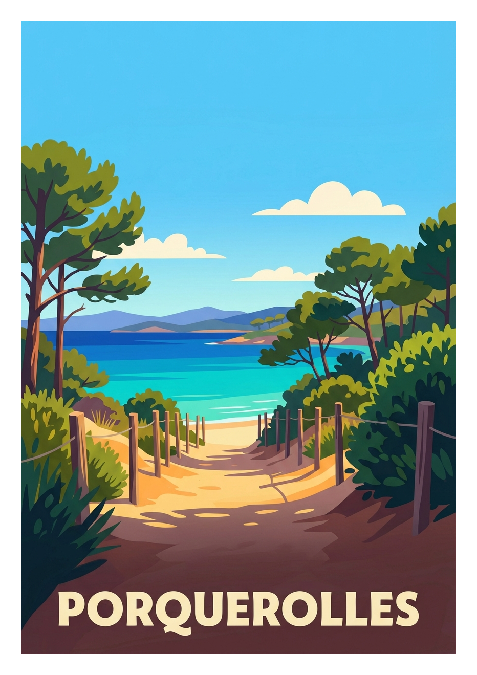 Poster souvenir de Porquerolles – image brute sans cadre