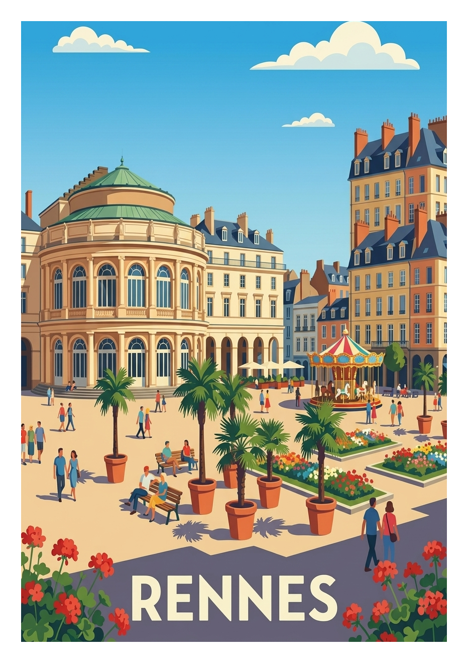 Poster souvenir de Rennes – image brute sans cadre