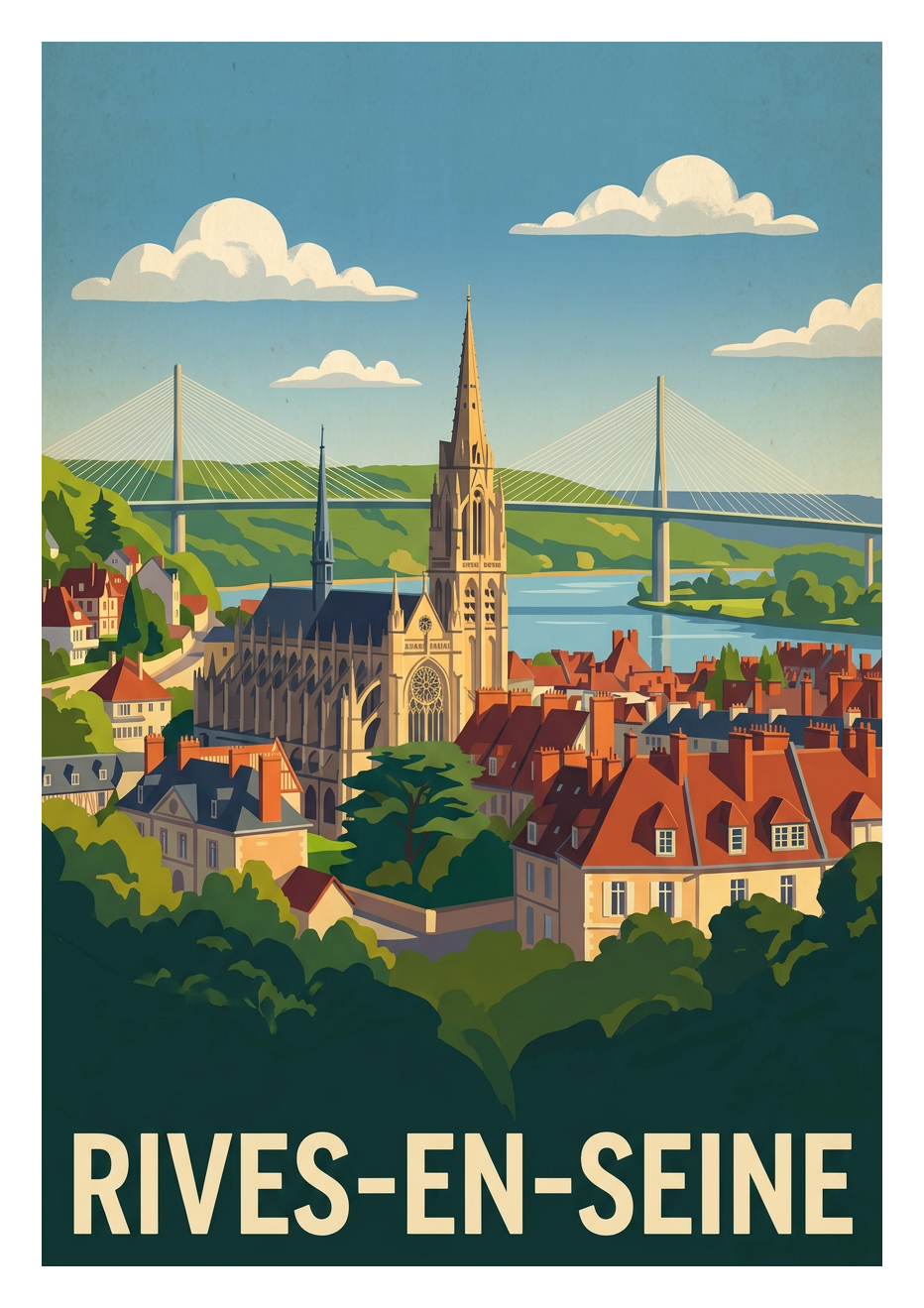 Poster souvenir de Rives-en-Seine – image brute sans cadre
