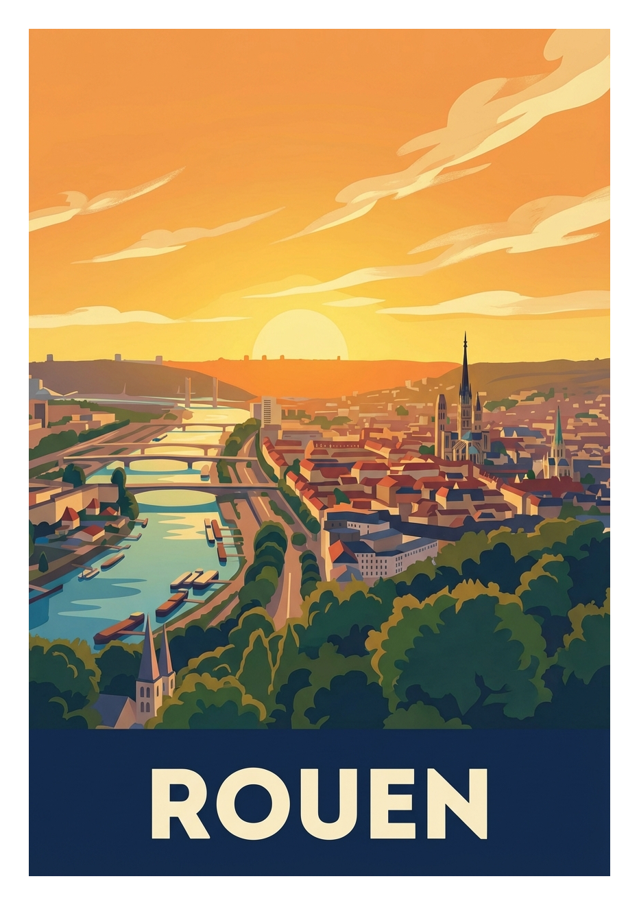 Poster souvenir de Rouen – image brute sans cadre