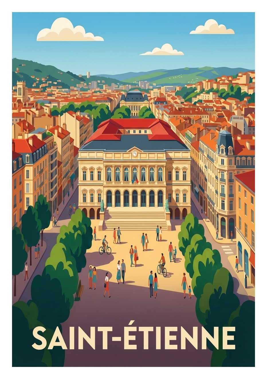 Poster souvenir de Saint-Étienne – image brute sans cadre