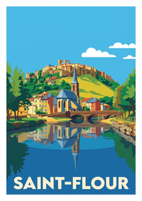Poster souvenir de Saint-Flour – image brute sans cadre