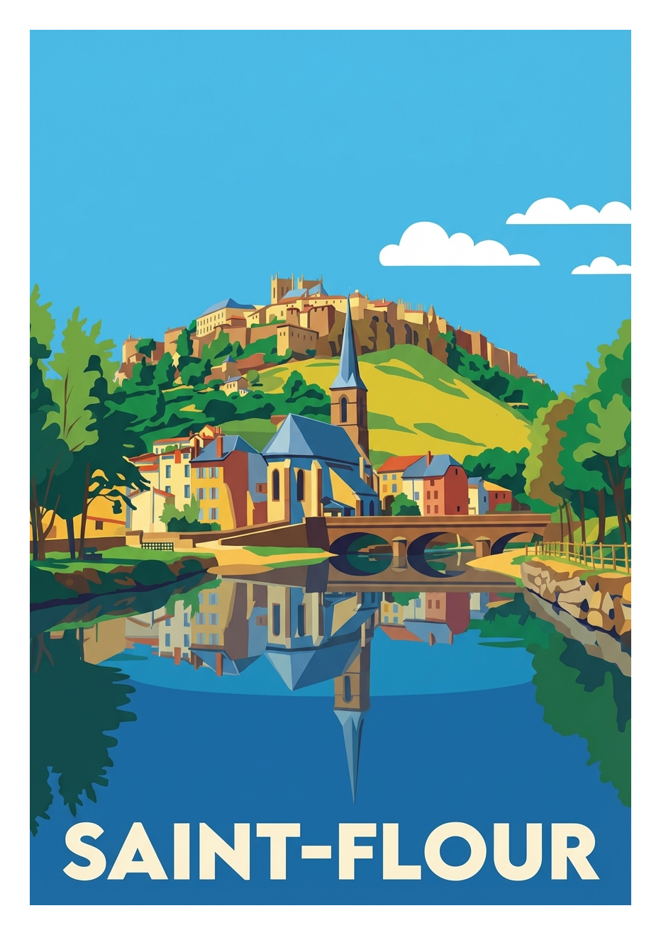 Poster souvenir de Saint-Flour – image brute sans cadre