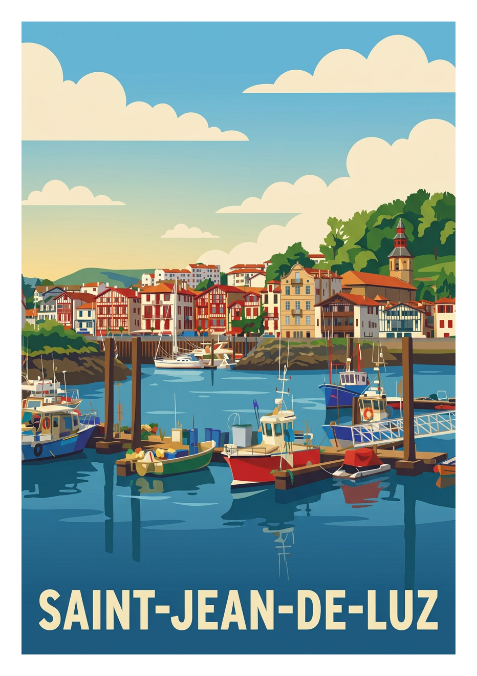Poster souvenir de Saint-Jean-de-Luz – image brute sans cadre