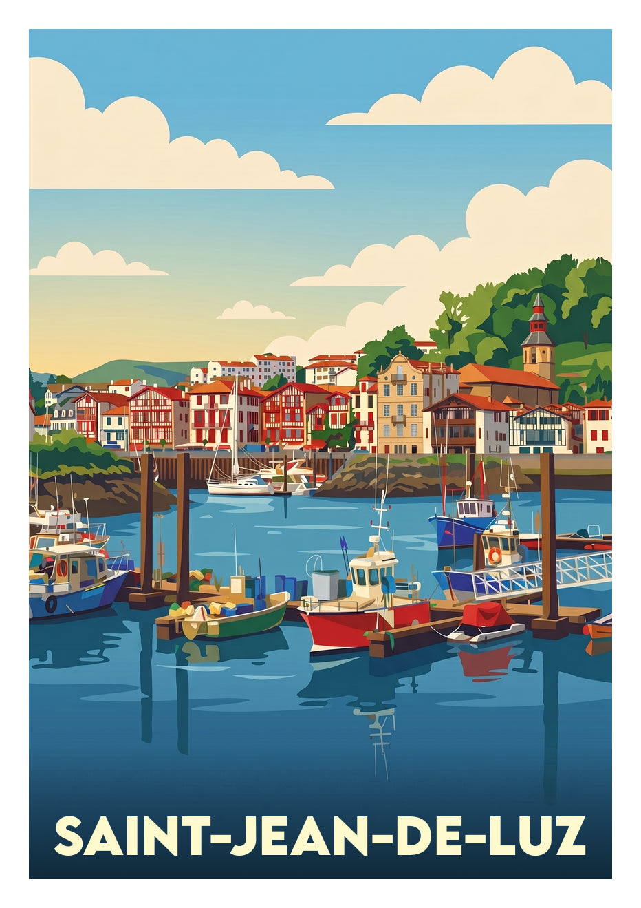 Poster souvenir de Saint-Jean-de-Luz – image brute sans cadre