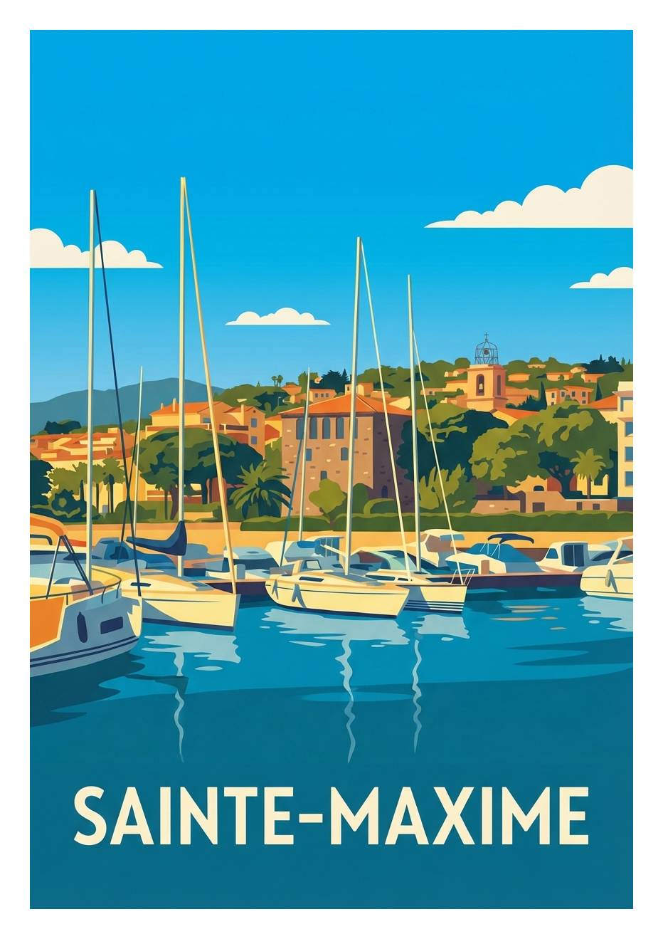 Poster souvenir de Sainte-Maxime – image brute sans cadre