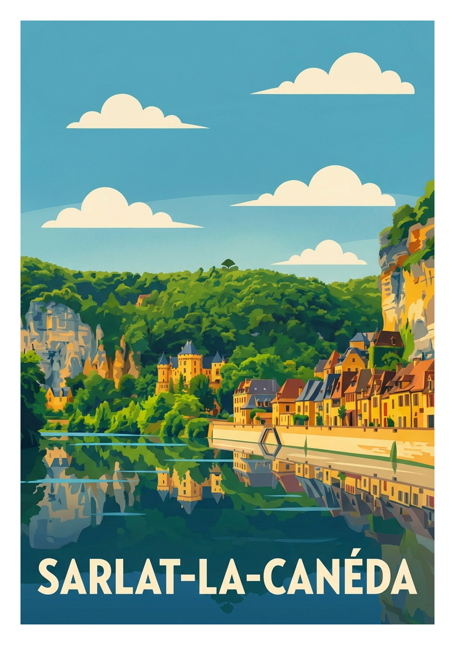 Poster souvenir de Sarlat-la-Canéda – image brute sans cadre
