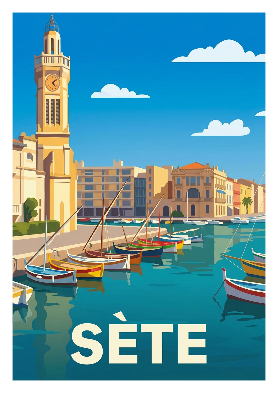 Poster souvenir de Sète – image brute sans cadre