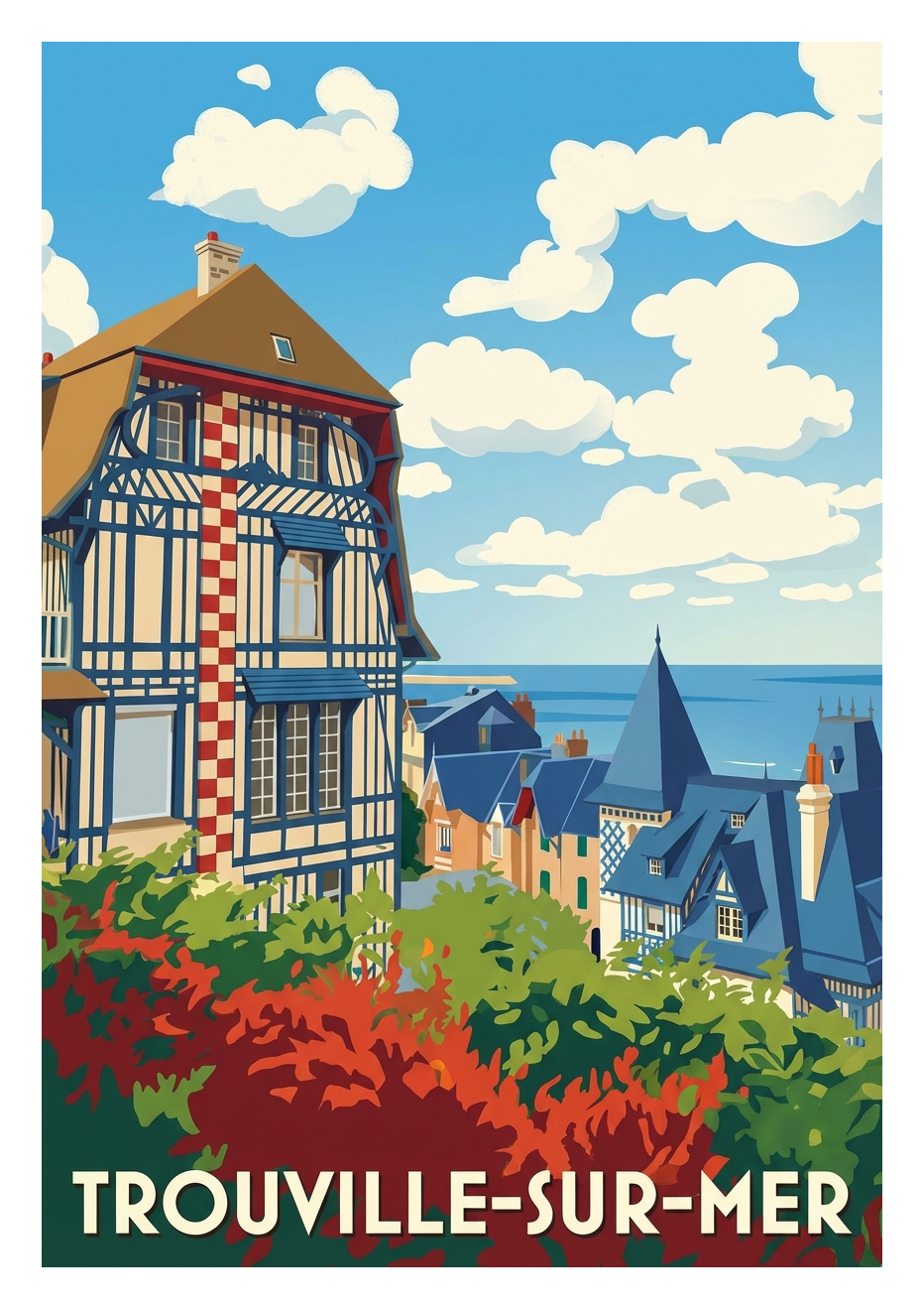 Poster souvenir de Trouville-sur-Mer – image brute sans cadre