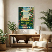 Affiche souvenir de la ville de Talence avec une illustration stylisée.