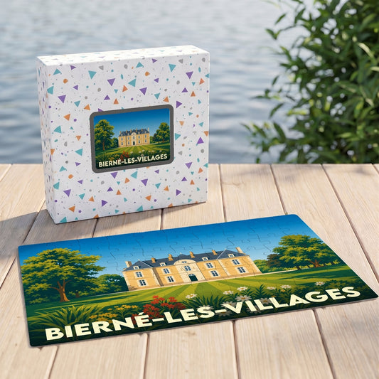 Puzzle souvenir de la commune de Bierné-les-Villages illustré par un château majestueux.