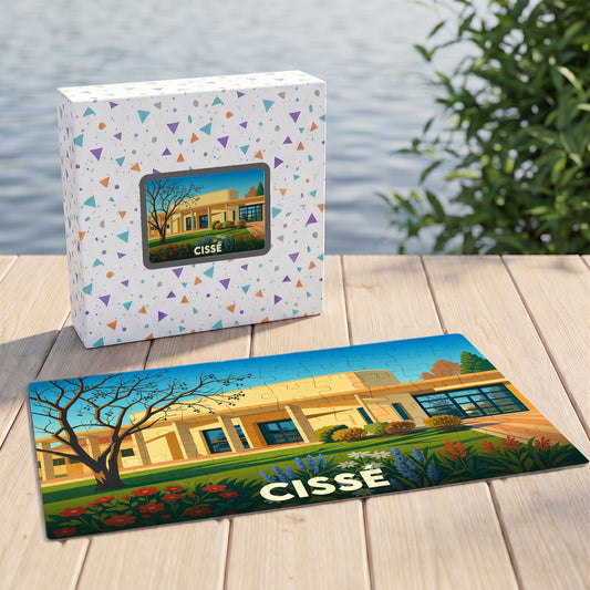 Puzzle souvenir de la ville de Cissé avec une illustration stylisée.