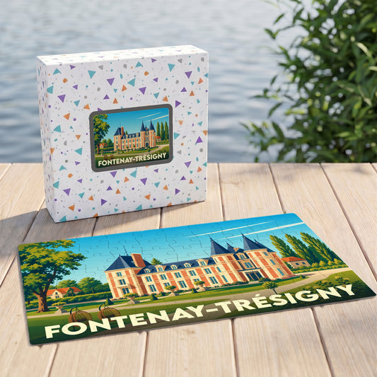 Puzzle souvenir de la ville de Fontenay-Trésigny illustrant un château de style classique.