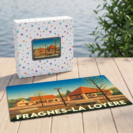 Puzzle souvenir de la ville de Fragnes-La Loyère avec une illustration stylisée.