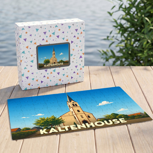 Puzzle souvenir de la ville de Kaltenhouse illustré d'une vue stylisée de son église.