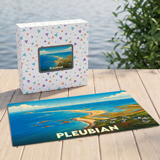 Puzzle souvenir de la ville de Pleubian présentant une illustration côtière stylisée.