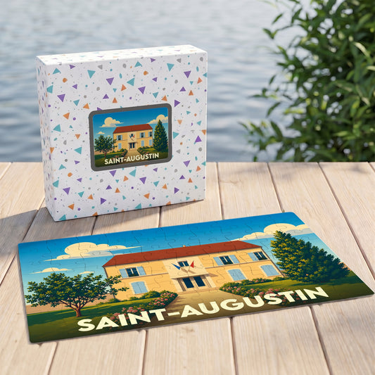 Puzzle souvenir de la ville de Saint-Augustin avec une illustration stylisée.