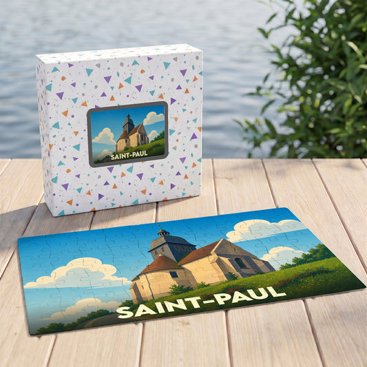 Puzzle souvenir de la ville de Saint-Paul avec une illustration stylisée.