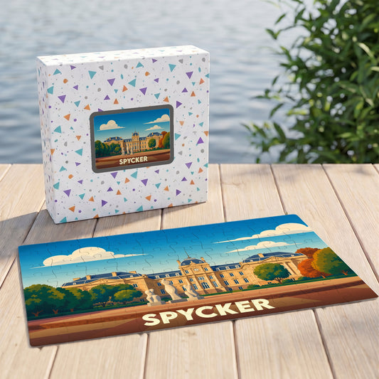 Puzzle souvenir de la ville de Spycker avec une illustration stylisée d'un palais.