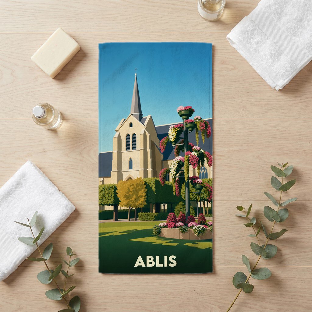 Serviette de bain 30 cm x 60 cm souvenir de Ablis