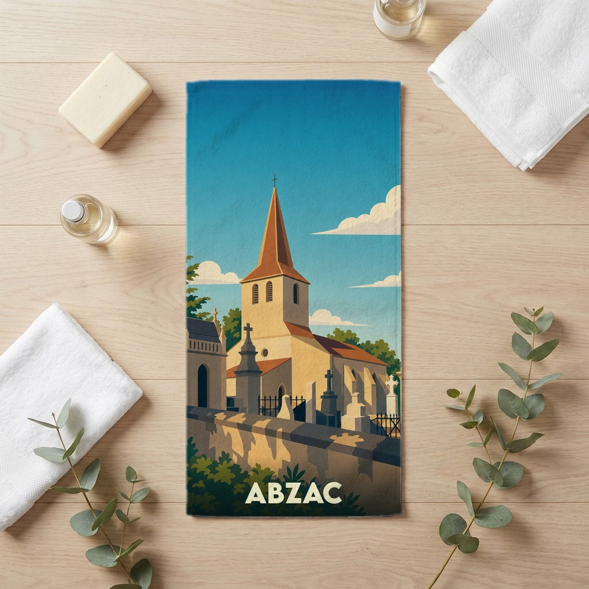 Serviette de bain 30 cm x 60 cm souvenir de Abzac