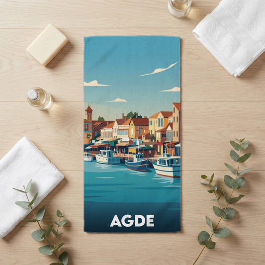 Serviette de bain 30 cm x 60 cm souvenir de Agde