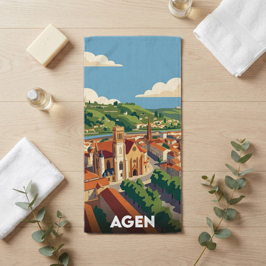 Serviette de bain 30 cm x 60 cm souvenir de Agen
