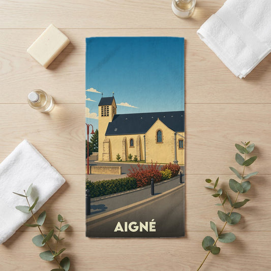 Serviette de bain 30 cm x 60 cm souvenir de Aigné