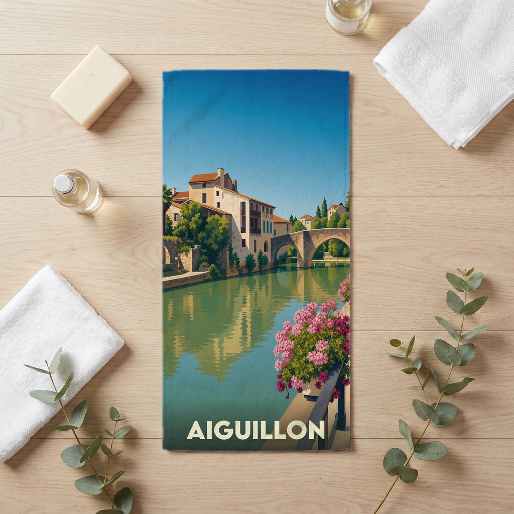 Serviette de bain 30 cm x 60 cm souvenir de Aiguillon
