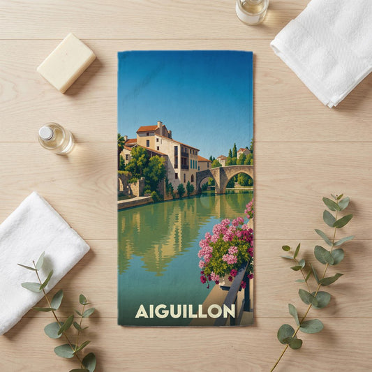 Serviette de bain 30 cm x 60 cm souvenir de Aiguillon