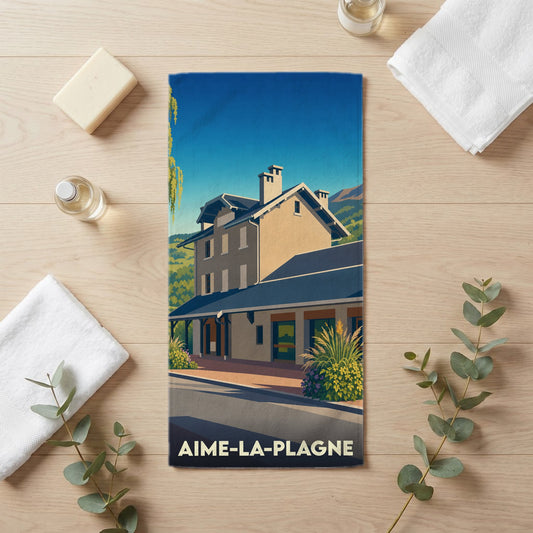 Serviette de bain 30 cm x 60 cm souvenir de Aime-la-Plagne