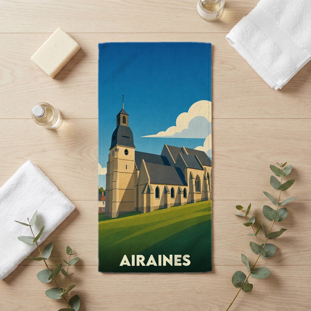 Serviette de bain 30 cm x 60 cm souvenir de Airaines