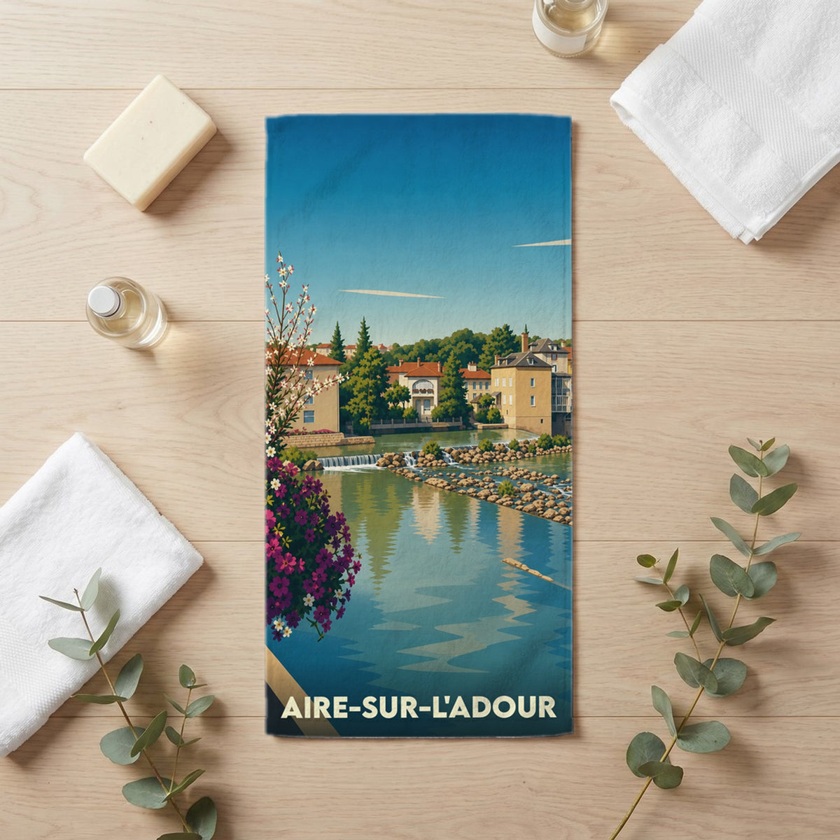 Serviette de bain 30 cm x 60 cm souvenir de Aire-sur-l'Adour
