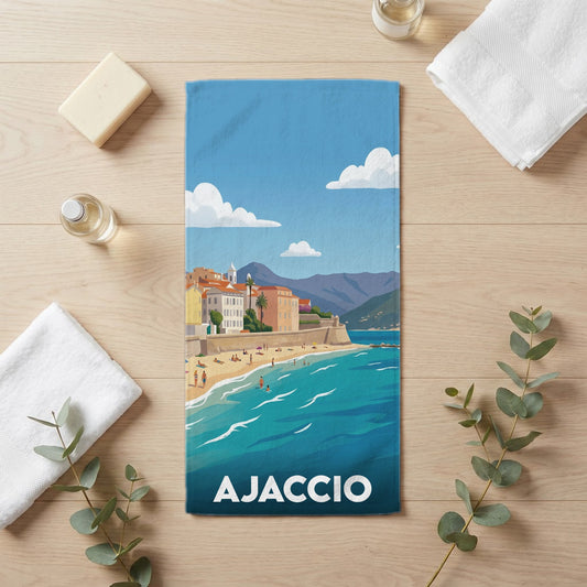 Serviette de bain 30 cm x 60 cm souvenir de Ajaccio