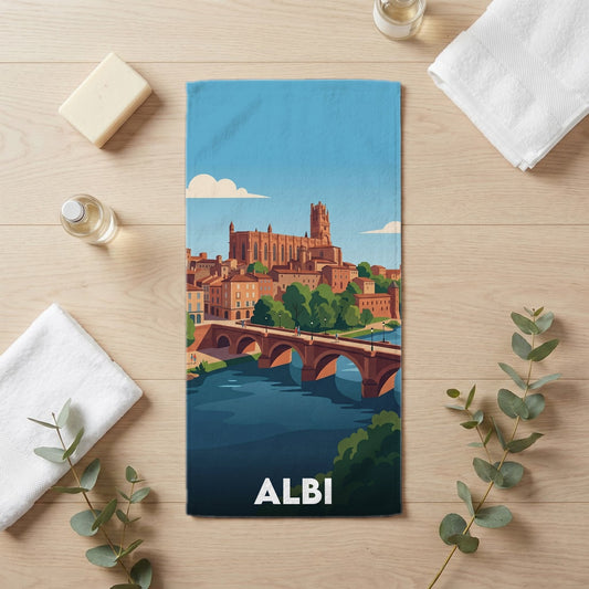 Serviette de bain 30 cm x 60 cm souvenir de Albi