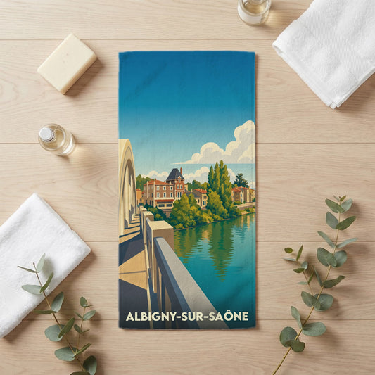 Serviette de bain 30 cm x 60 cm souvenir de Albigny-sur-Saône
