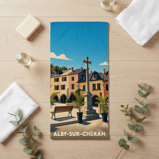 Serviette de bain 30 cm x 60 cm souvenir de Alby-sur-Chéran