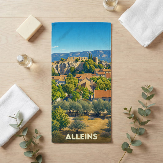 Serviette de bain 30 cm x 60 cm souvenir de Alleins