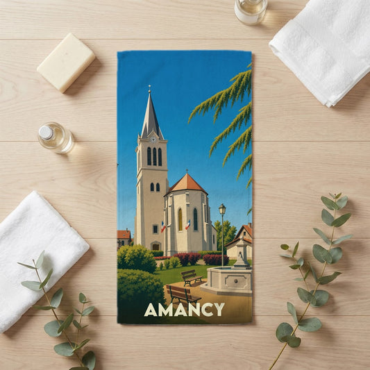 Serviette de bain 30 cm x 60 cm souvenir de Amancy