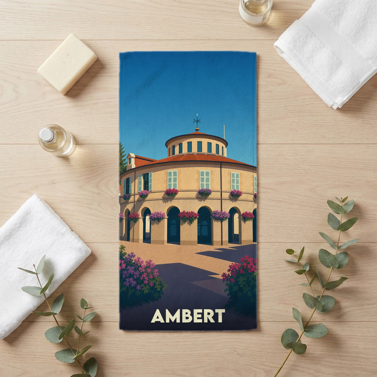 Serviette de bain 30 cm x 60 cm souvenir de Ambert