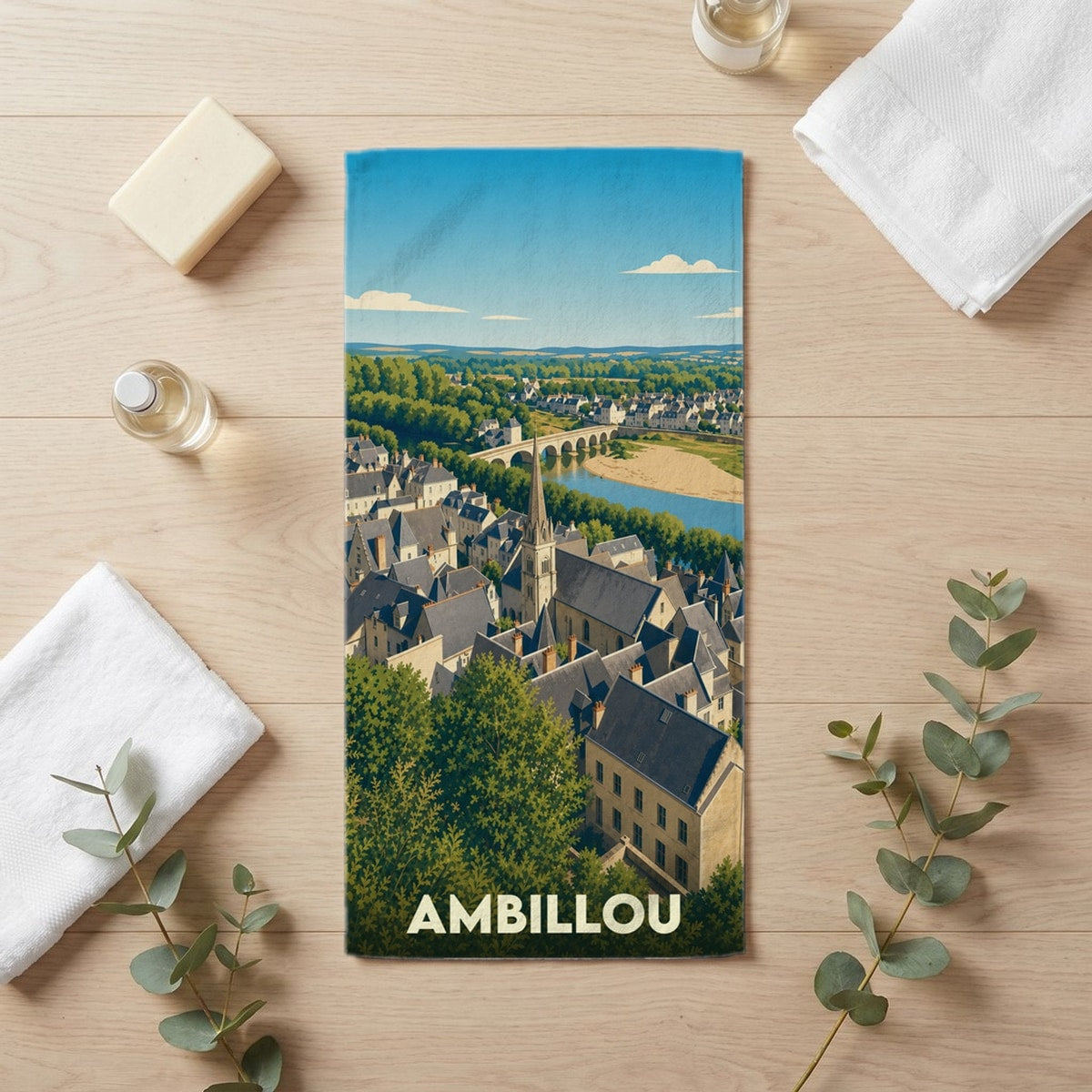 Serviette de bain 30 cm x 60 cm souvenir de Ambillou