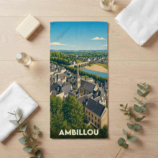 Serviette de bain 30 cm x 60 cm souvenir de Ambillou