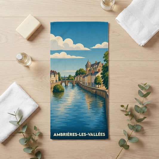 Serviette de bain 30 cm x 60 cm souvenir de Ambrières-les-Vallées