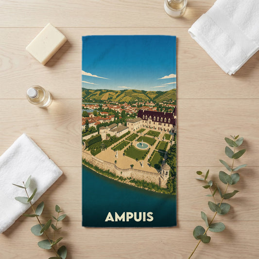 Serviette de bain 30 cm x 60 cm souvenir de Ampuis
