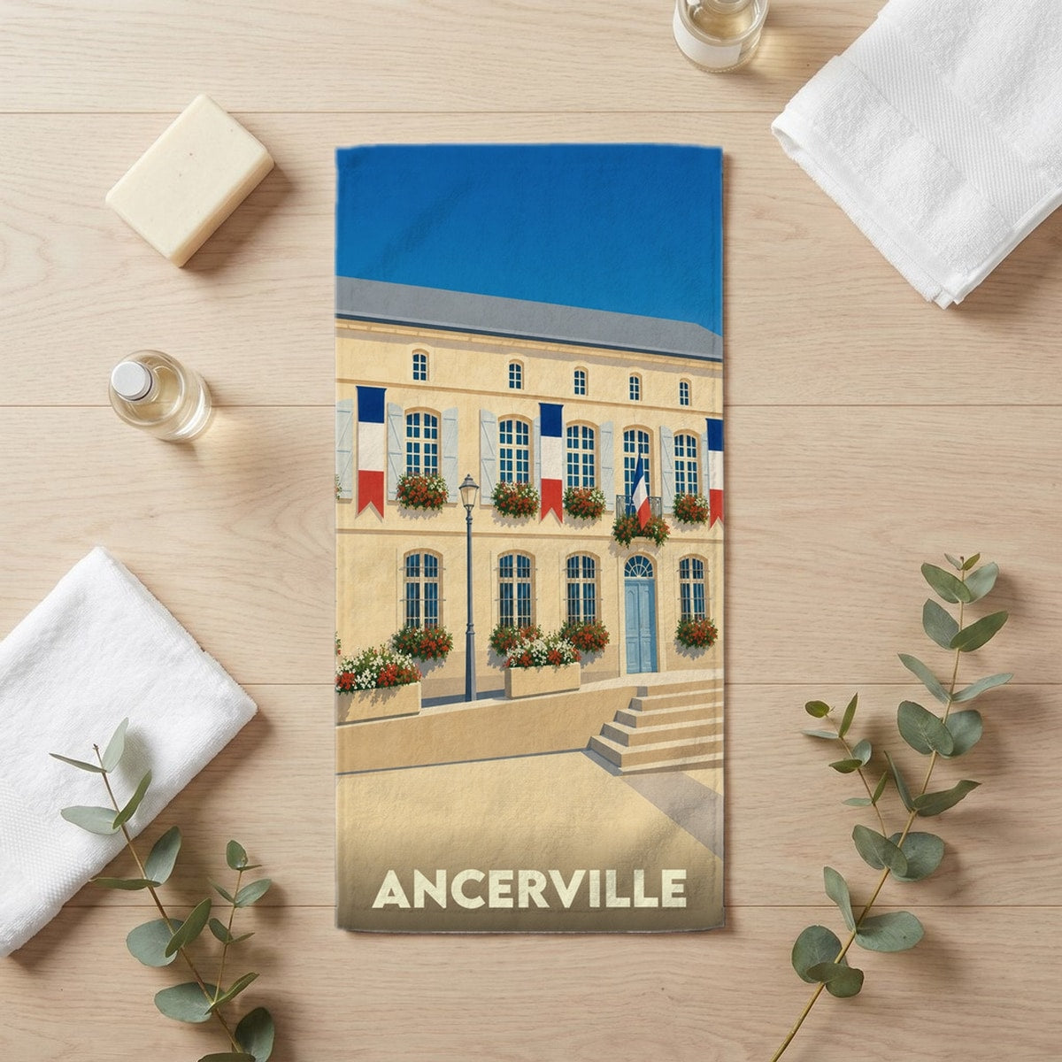 Serviette de bain 30 cm x 60 cm souvenir de Ancerville