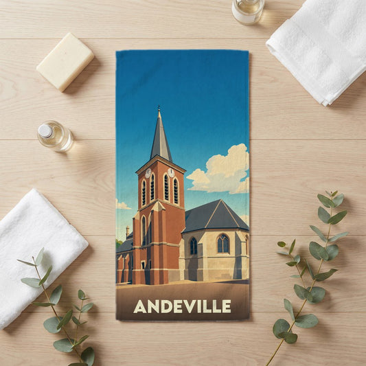 Serviette de bain 30 cm x 60 cm souvenir de Andeville